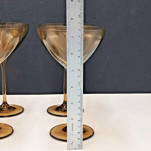 Estelle Colored Glass Martini Cocktail Set of 4 Mixed Colors Hand-Blown Poland - Picture 5 of 7